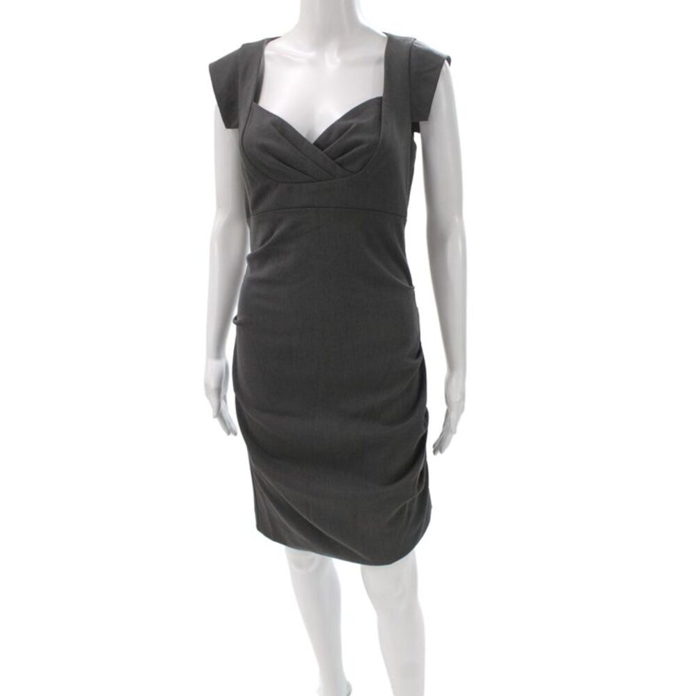 Nicole Miller Collection Women Sheath Dress Gray Sweetheart Short Sleeve Size 4